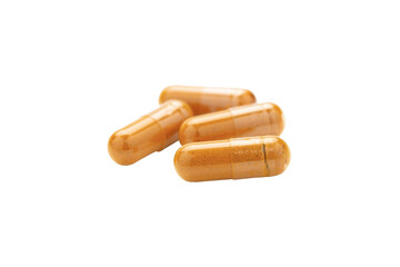 Turmeric Capsule isolated on white background with clipping path