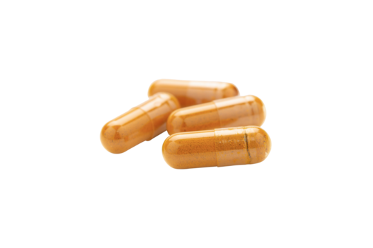 Turmeric Capsule isolated on white background with clipping path