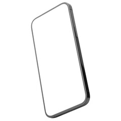 Black mobile smartphone mockup with blank screen, Cutout.