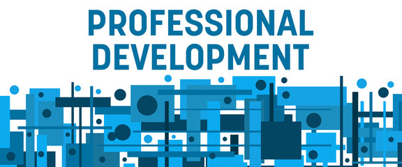 Professional Development Blue Random Squares Bottom Background Text 