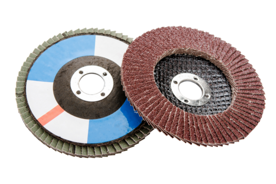 Sandpaper disk. flat sandpaper sanding grinding polishing wheels blades isolated on white with clipping path.