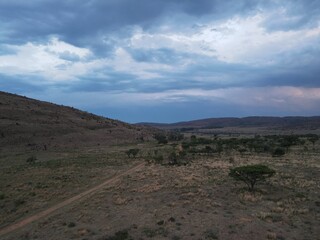 Stormy sunset sky over the Waterberg Mountains, South Africa, Limpopo