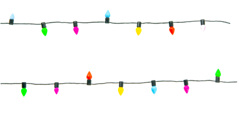 Christmas lights string isolated on white background with clipping path.