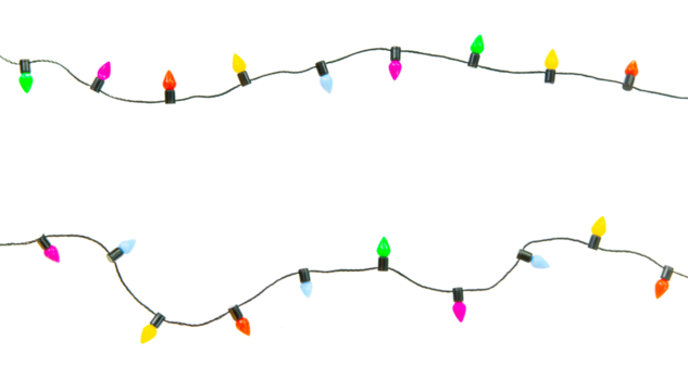 Christmas lights string isolated on white background with clipping path.