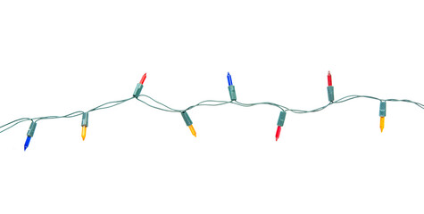 Christmas lights string isolated on white background with clipping path.