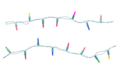 Christmas lights string isolated on white background with clipping path.