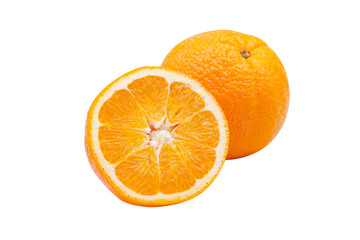 Fototapeta na wymiar Slice navel seedless orange isolated on white with clipping path