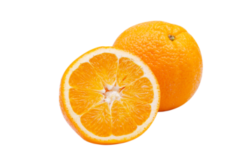 Slice navel seedless orange isolated on white with clipping path