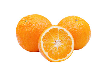 Slice navel seedless orange isolated on white with clipping path