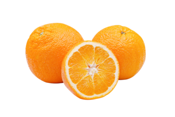 Slice navel seedless orange isolated on white with clipping path