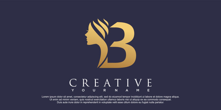 Letter B with beauty concept logo design premium vector