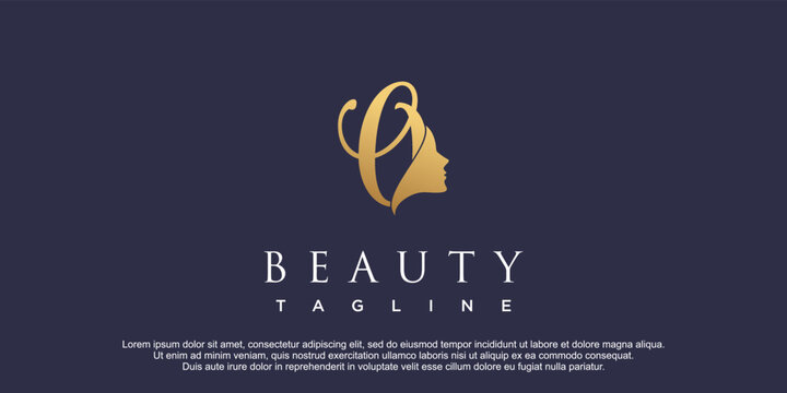 Letter o with beauty concept logo design premium vector