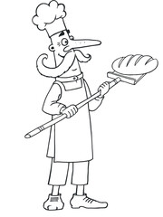 Sketch of a cook with long loaf