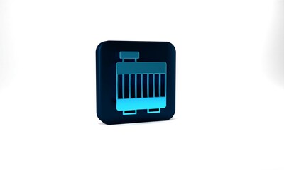 Blue Car radiator cooling system icon isolated on grey background. Blue square button. 3d illustration 3D render