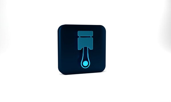 Blue Engine piston icon isolated on grey background. Car engine piston sign. Blue square button. 3d illustration 3D render