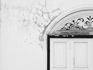 old wooden door of ancient home of Thailand