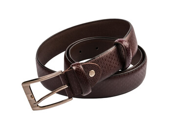 Leather belt for men on white background.