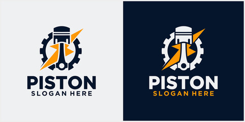 Service Engine Repair Maintenance logo Gears and pistons Automotive engine mechanic technology logo
