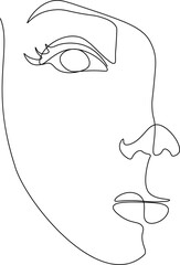 Surreal Faces Continuous line, drawing of set faces and hairstyles, fashion concept, woman's beauty, minimalist, 