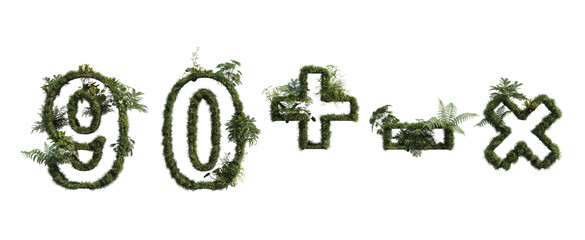 Vertical garden on lettering on transparent background