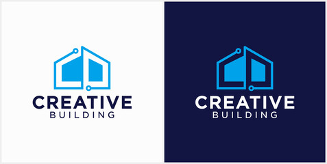 Tech building logo design architectural construction Building Design Template Vector
