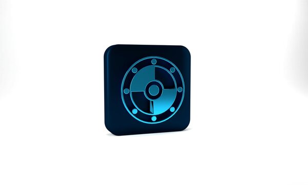 Blue Round shield icon isolated on grey background. Security, safety, protection, privacy, guard concept. Blue square button. 3d illustration 3D render