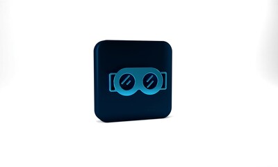 Blue Welding glasses icon isolated on grey background. Protective clothing and tool worker. Blue square button. 3d illustration 3D render