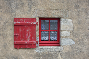old windows and an open door, close-up view