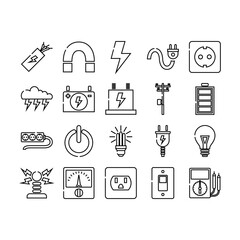 Electricity line icon set image vector image