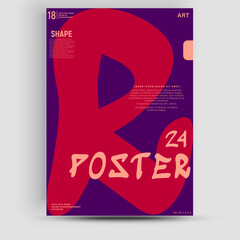 Creative fashionable poster design. Letter R. Alphabet. Template poster, banner, magazine mockup.