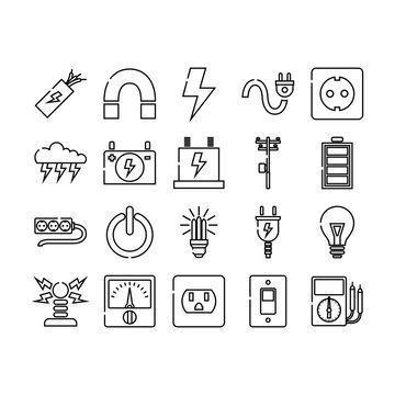 Electricity line icon set image vector image