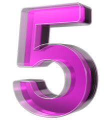 3d pink number 5
