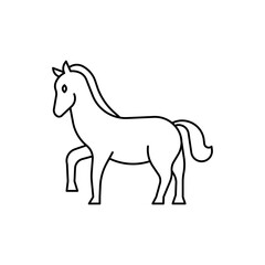 Horse farm animal linear icon. Editable stroke