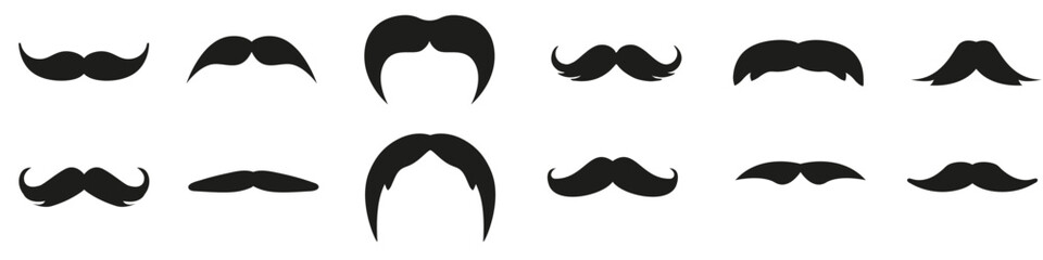 Mustache icon vector set. Beard sign collection. Barber symbol or logo.