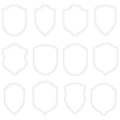 Set of simple shields isolated on white background
