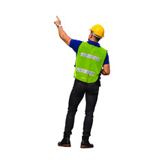 Portrait of worker man in a uniform, foreman in hardhat, job and occupation concepts