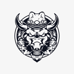 bull head character template logo