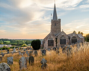 Hatherleigh church, in Devon, UK. Evening.