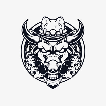 bull head character template logo