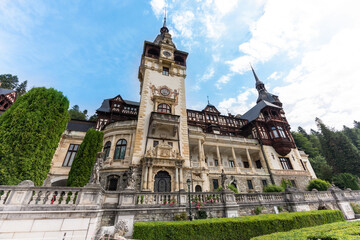 Wide view of The Peles Castle in Romania