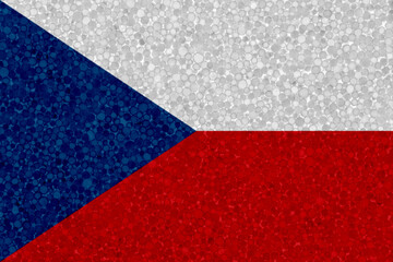 Czech Republic flag on styrofoam texture. national flag painted on the surface of plastic foam