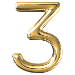 3d golden Number 3