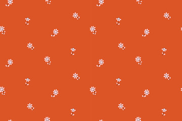 Seamless floral pattern, cute ditsy print with small sparse plants. Simple design of botanical background, fabric with mini hand drawn flowers, leaves. Vector illustration.