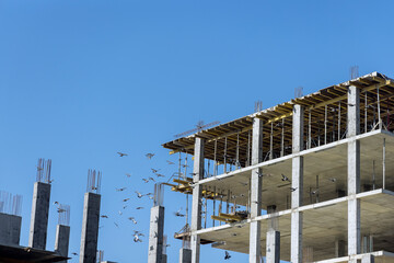 Buildings of multi-storey apartments are being constructed on the site a residential complex