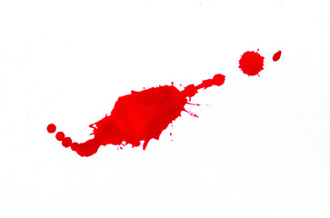 Blood splatters. Red blots of watercolor Realistic bloody splatters for Halloween Drop of blood concept.