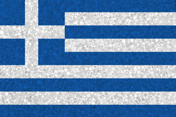 Greece flag on styrofoam texture. national flag painted on the surface of plastic foam