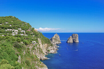 Beautiful summer vacation on Capri Island in Campania, Italy with breathtaking landscape scenery...