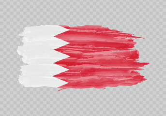 Watercolor painting flag of Bahrain