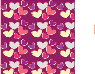 purple hearts pattern print eps vector colorful