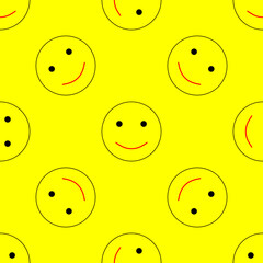 Fototapeta premium Seamless pattern with a smiling face. Emoji background. Smile line icon texture. Vector illustration